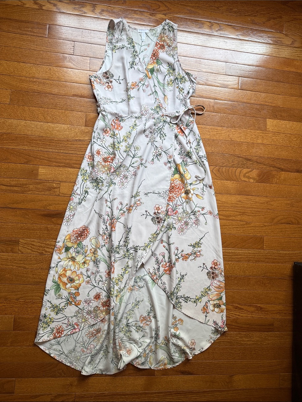 Floral Wrap Maxi Dress in blush pink and floral